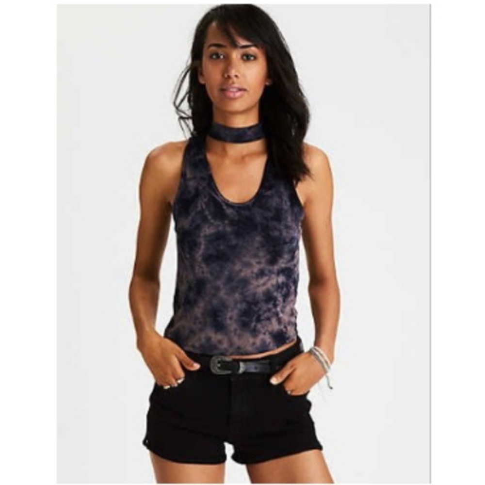 AEO soft & sexy choker tank crop top tie dye